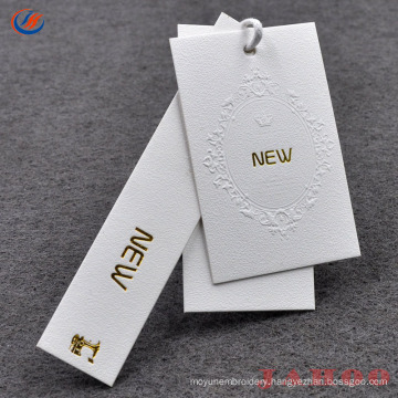 Top Design Factory Price  White Hang Tags for Shirts With Gold Logo